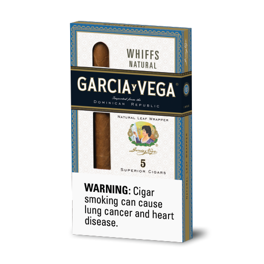 A box of five small Whiff Natural Garcia y Vegas cigars.